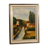 Italian signed landscape painting from 20th century