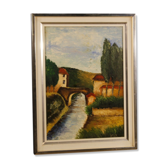 Peinture de paysage signée italienne du 20ème siècle