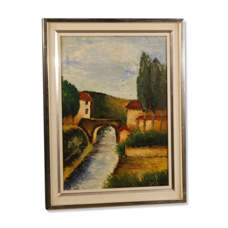 Italian signed landscape painting from 20th century