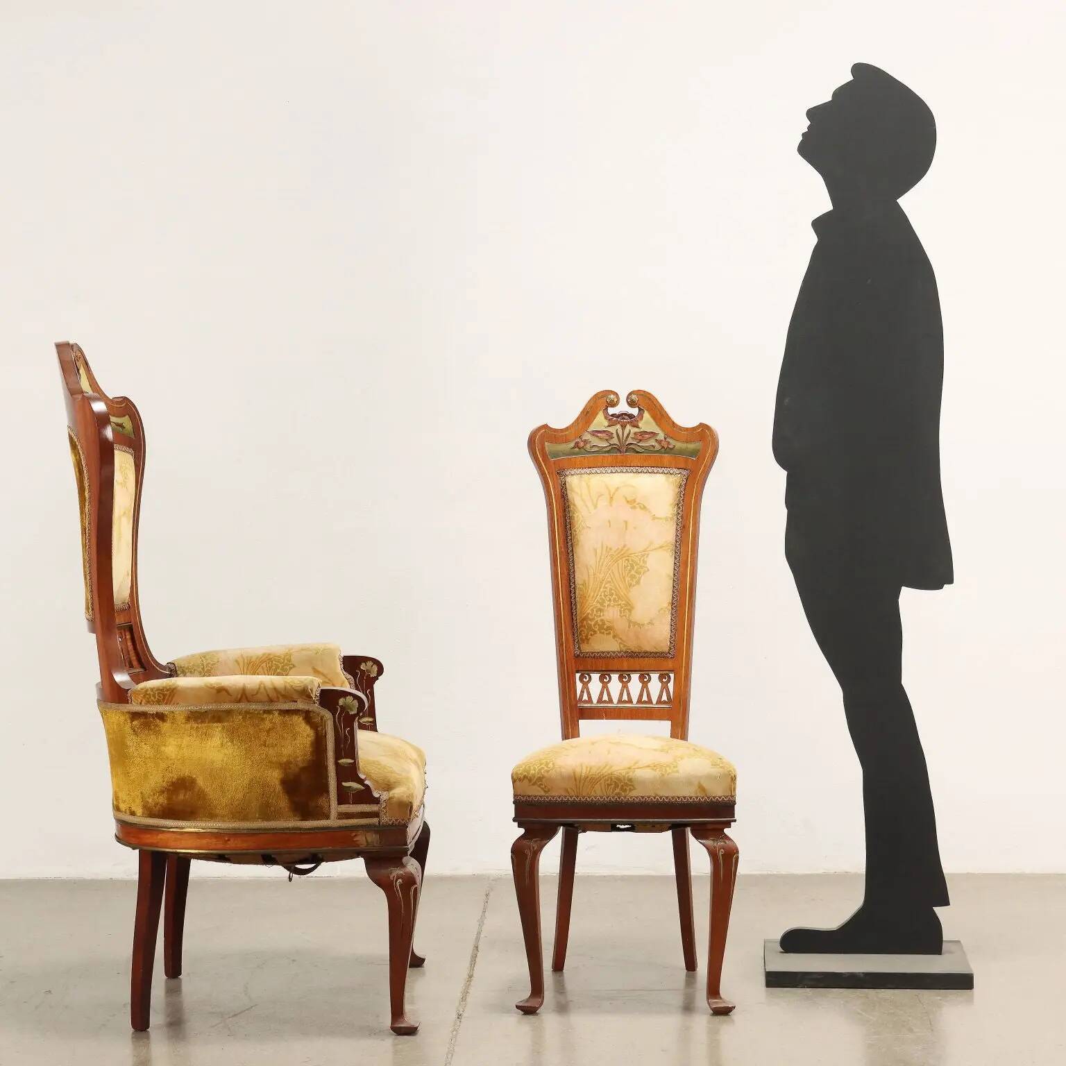Group of Art Nouveau chairs and armchairs Italy 19th Century