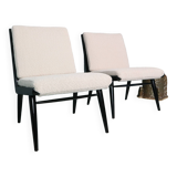 2x 'boomerang' h. mitzlaff, e. schmidt for soloform, bouclé lounge chairs, 1953