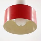 Philips Louis Kalff Mid-Century Hanging Lamp – Red and Opal Glass