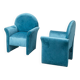 Paire de fauteuils en velours bleu vintage des années 1970 modernisme