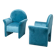 Paire de fauteuils en velours bleu vintage des années 1970 modernisme