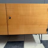 Blond wood low cabinet 1970s