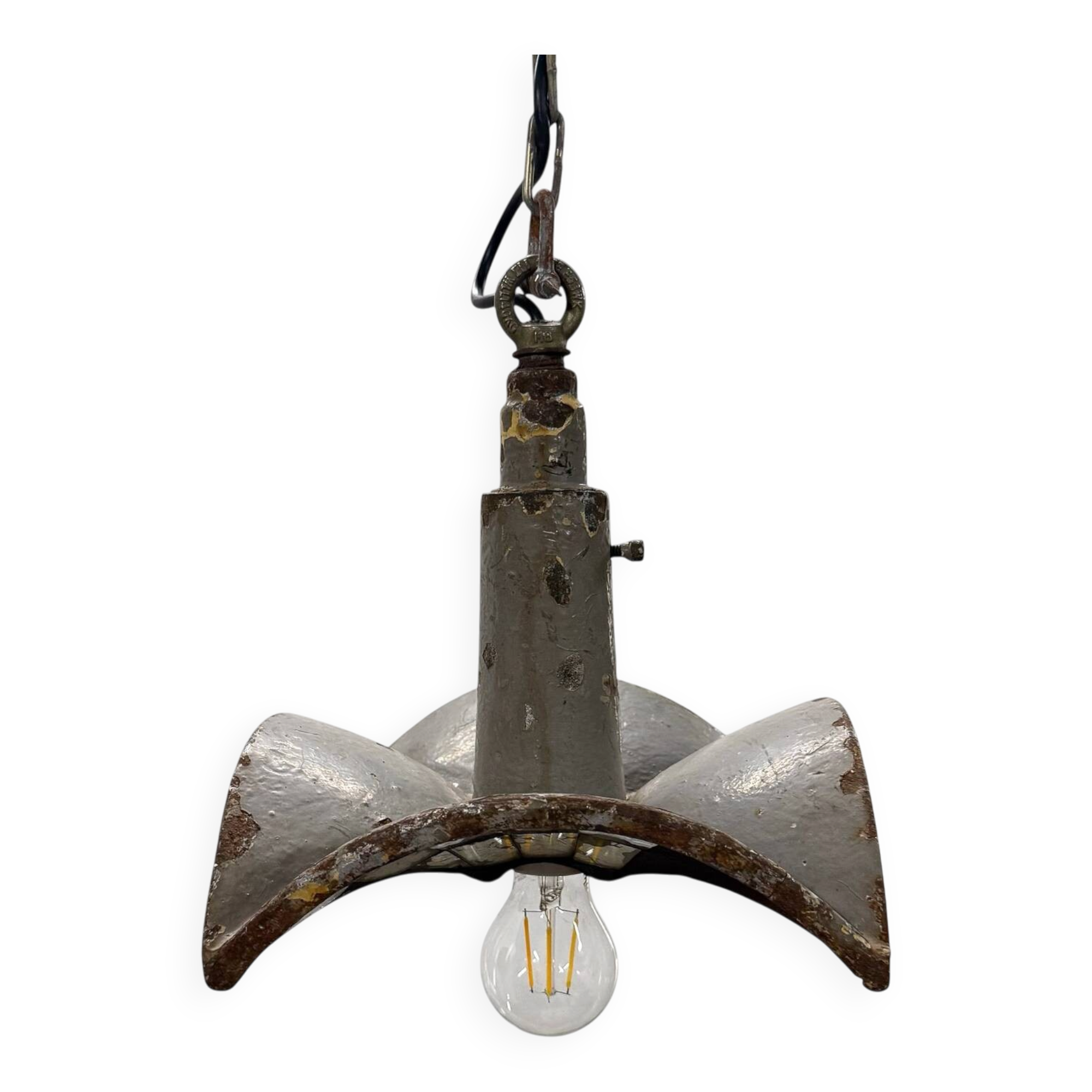 Nr. 1 Vintage industrial mirrored pendant light by Esla