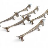 Vintage Knife Rests, Set of Six Silver Plated Dachshund Dogs, Italy, 20th-C