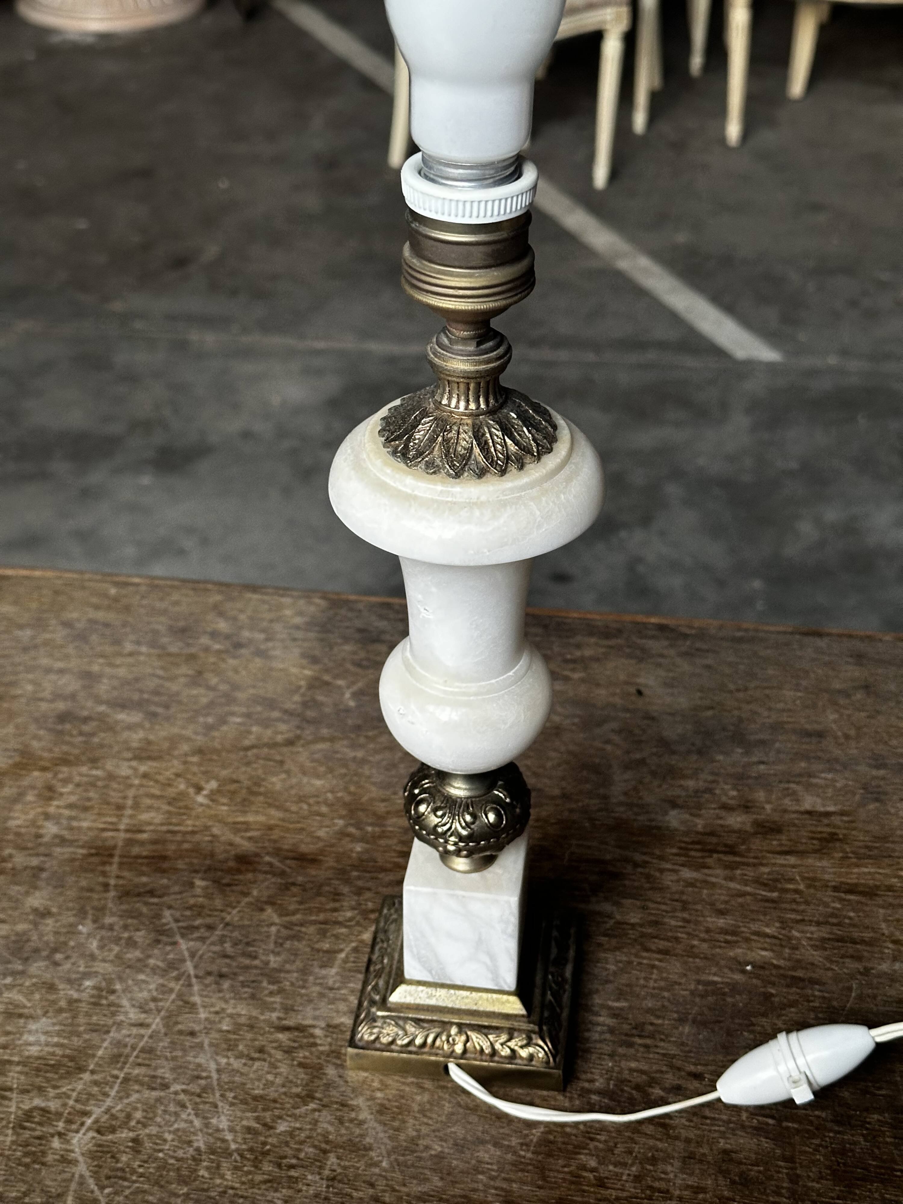 Vintage Alabaster and Brass Lamp Base H 30 cm