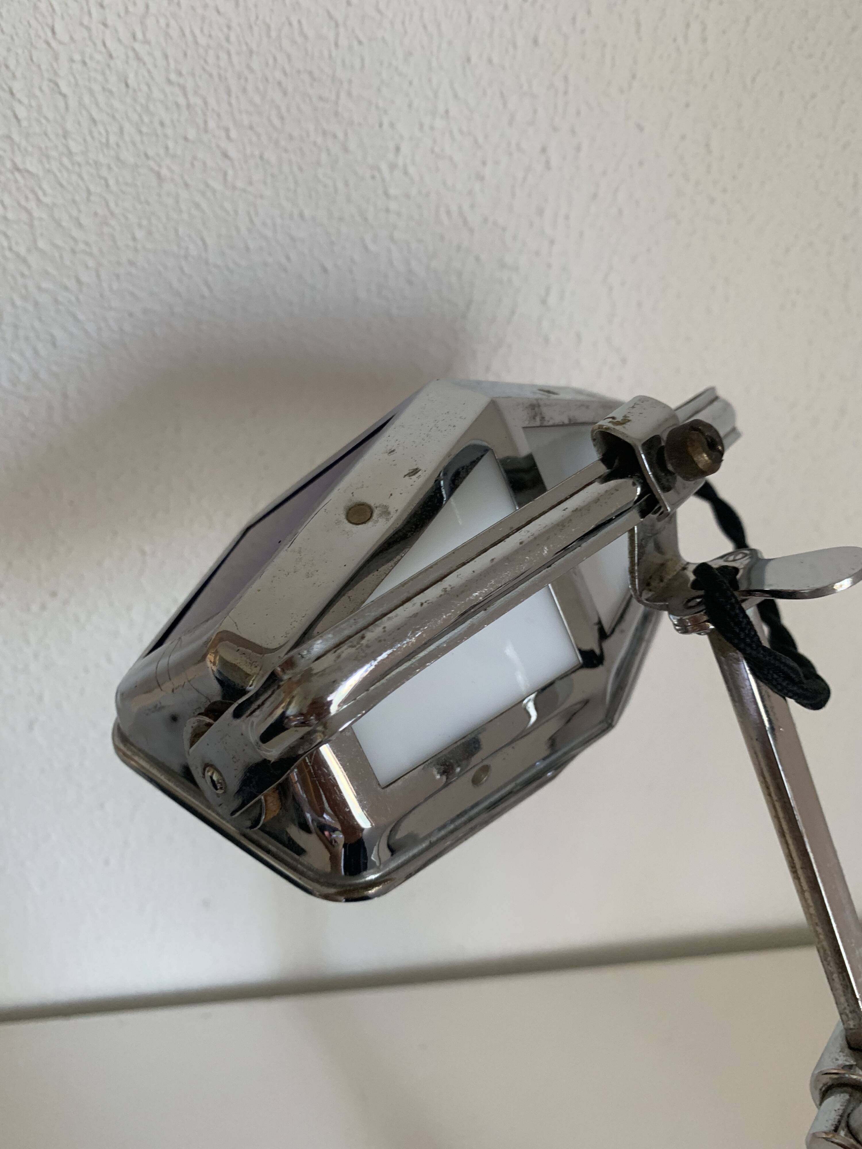 Pirouett vintage 1930 Art Deco blue chrome lamp - 50 cm