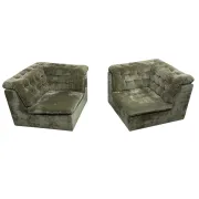 Vintage Modular Velvet Sofa Olive 2 seater