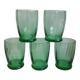 Set of 5 green art deco water glasses 30s-40s