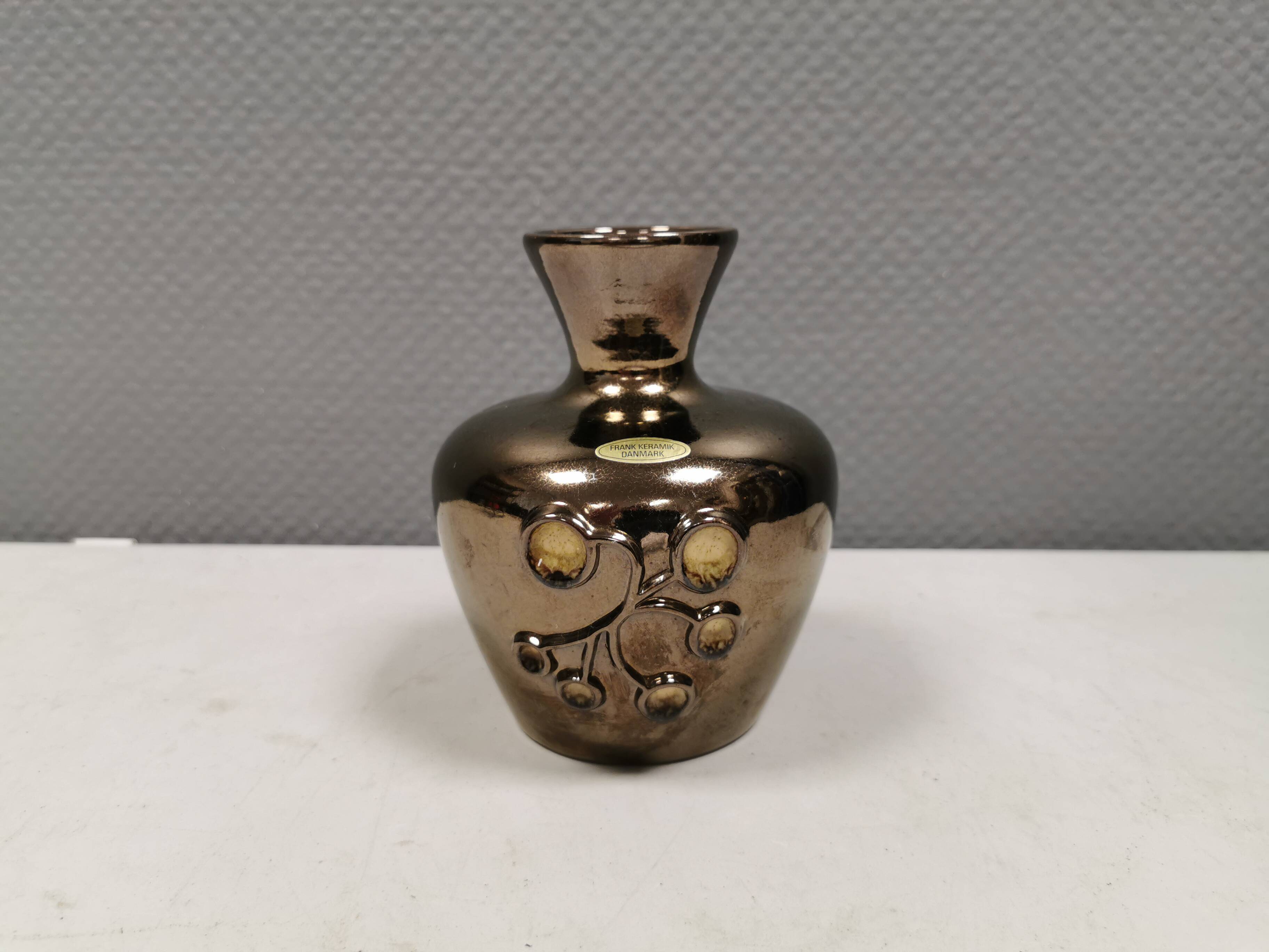 Ceramic vase with metal glaze from Frank ceramics Denmark 1970-80s.