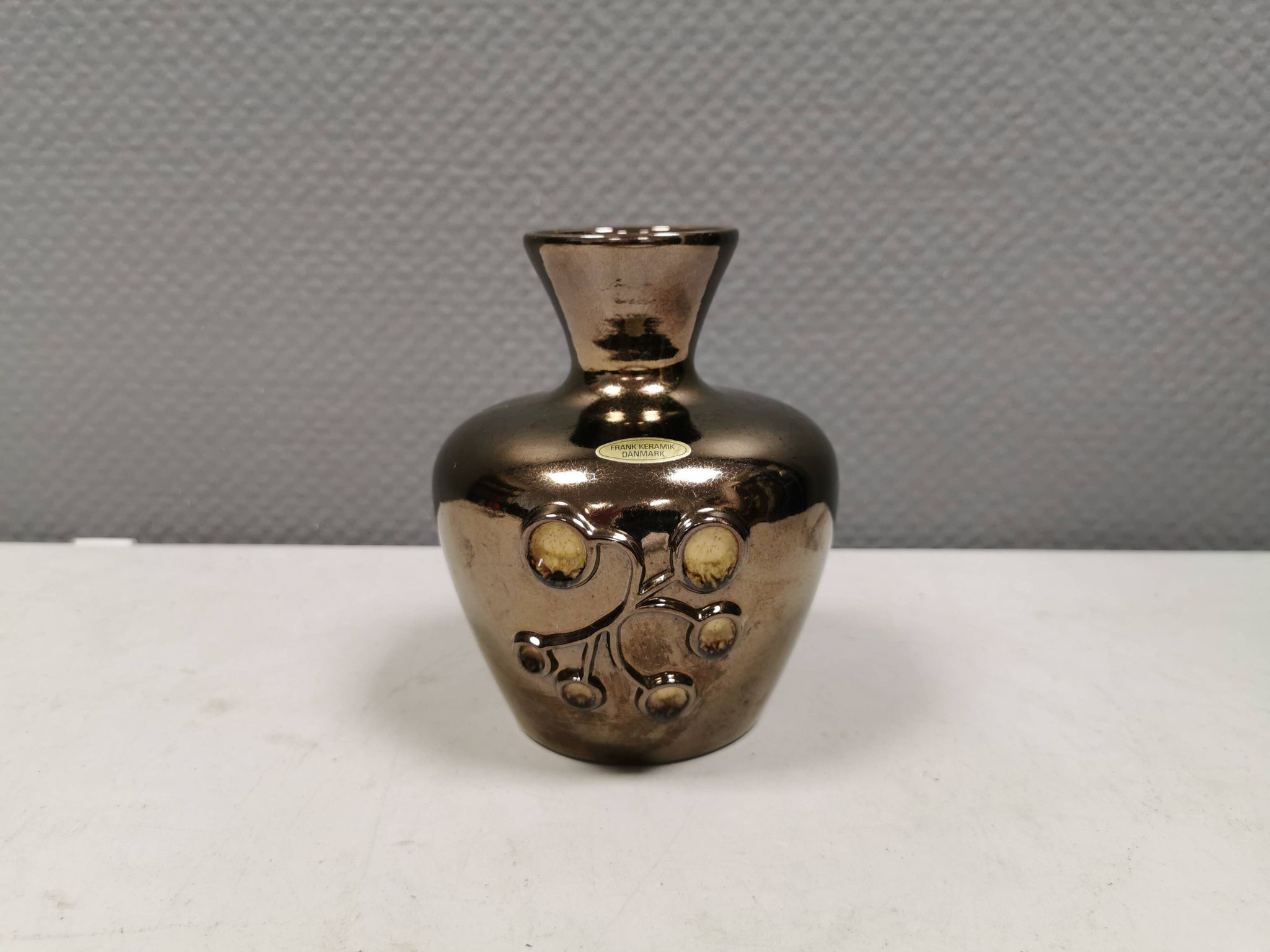 Ceramic vase with metal glaze from Frank ceramics Denmark 1970-80s.