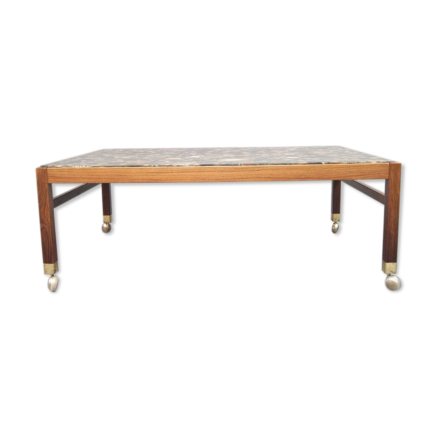 Swedish rosewood and pebbles coffee table in the style of Ib Kofod-Larsen , 1960s
