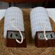 Pair of Scandinavian wall lights in teak and opaline by Philips from the 1960s.