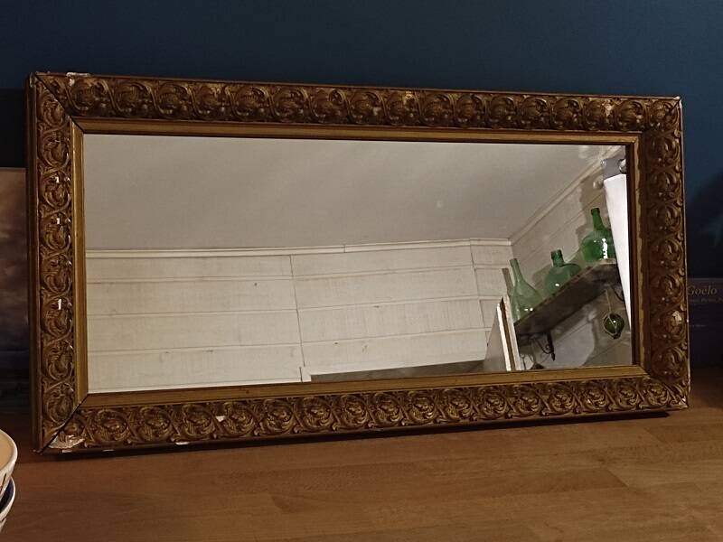 Miroir Cadre bois plâtre stuc dorée