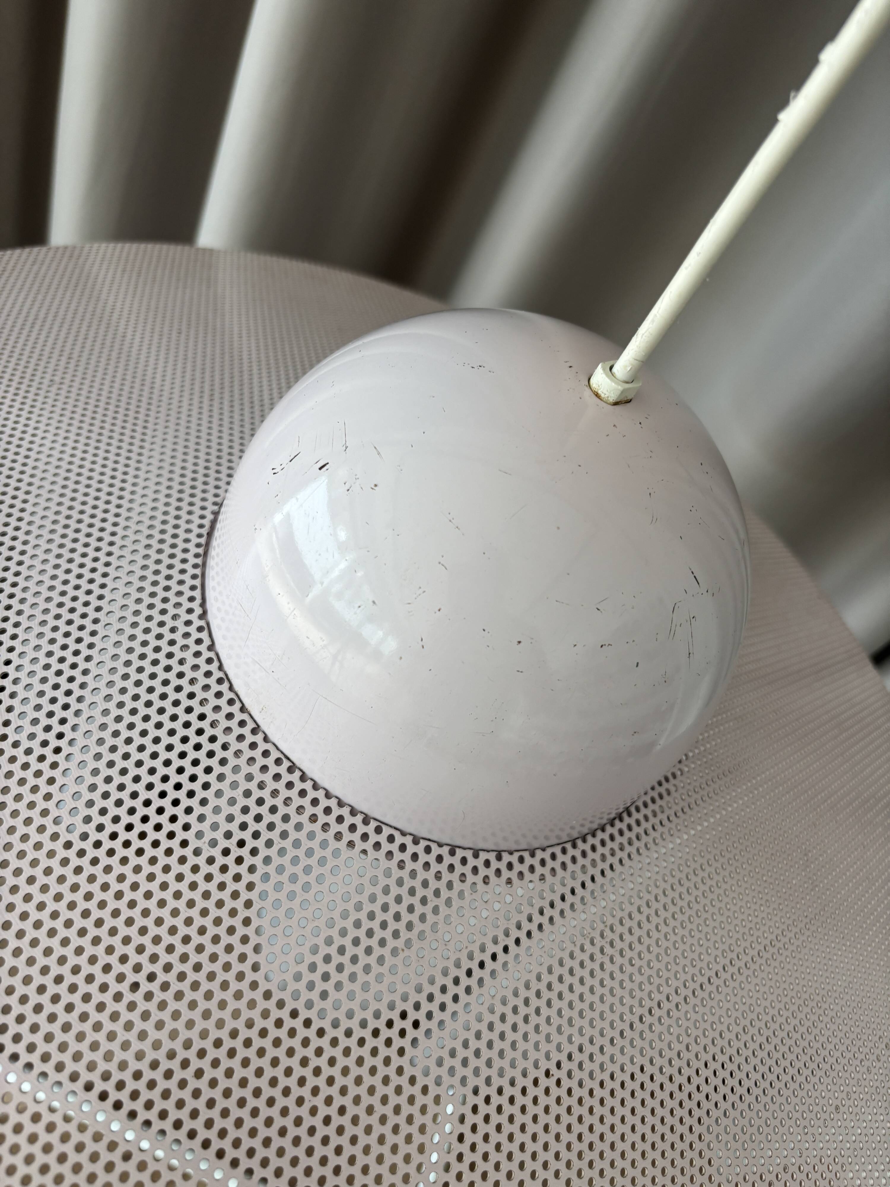 Vintage IKEA LYRIK Pendant Lamp | Soft Pink Perforated Metal | 1984 Scandin