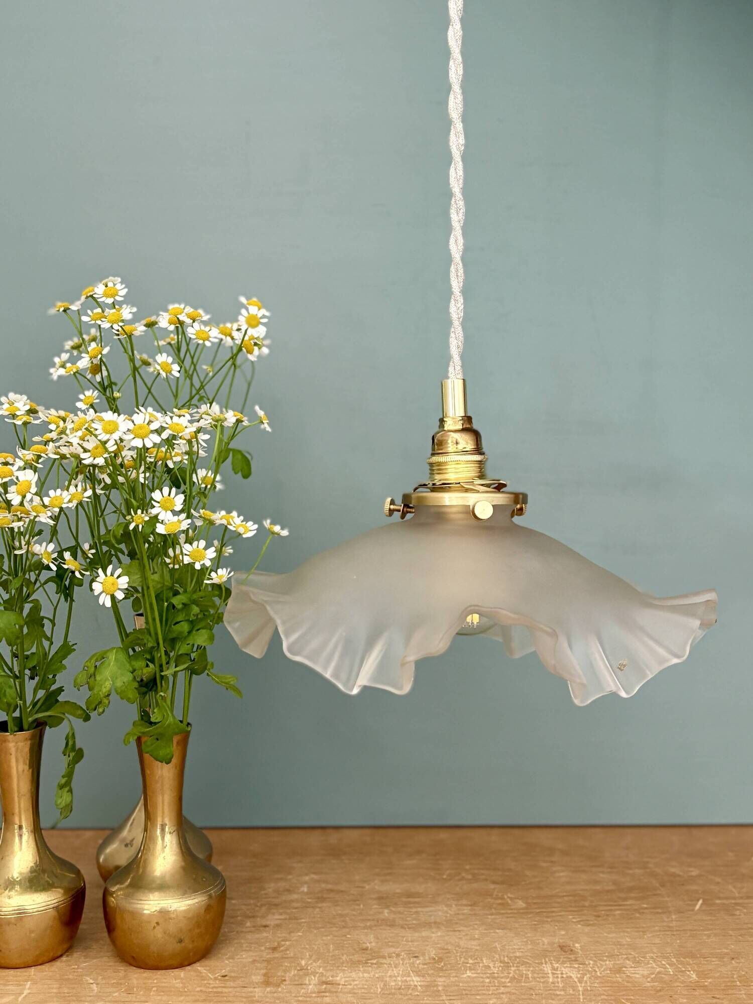 Suspension vintage lampshade in frosted glass (DEP01)