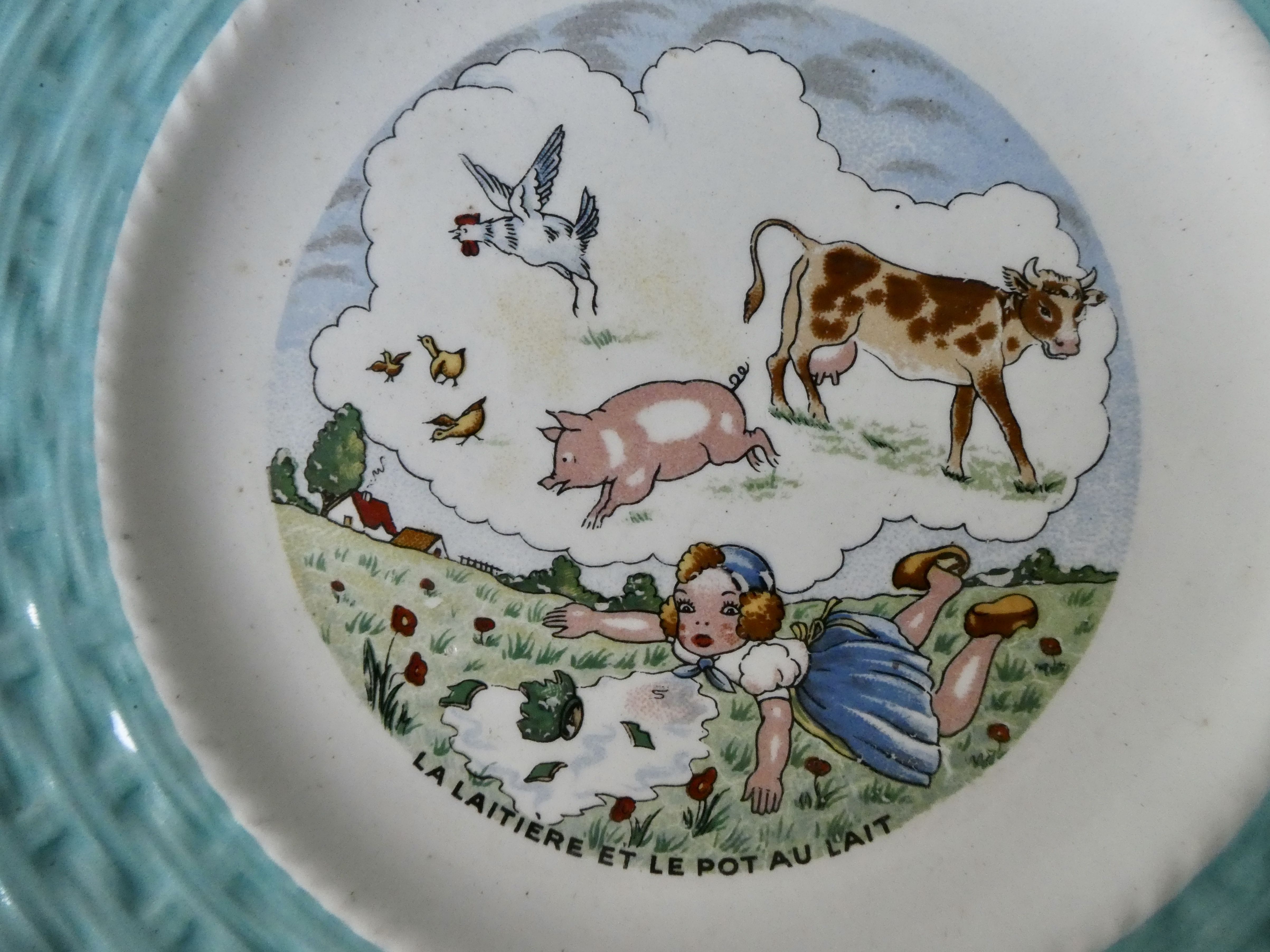 6 dessert plates or starter, the Fables de la Fontaine, vintage
