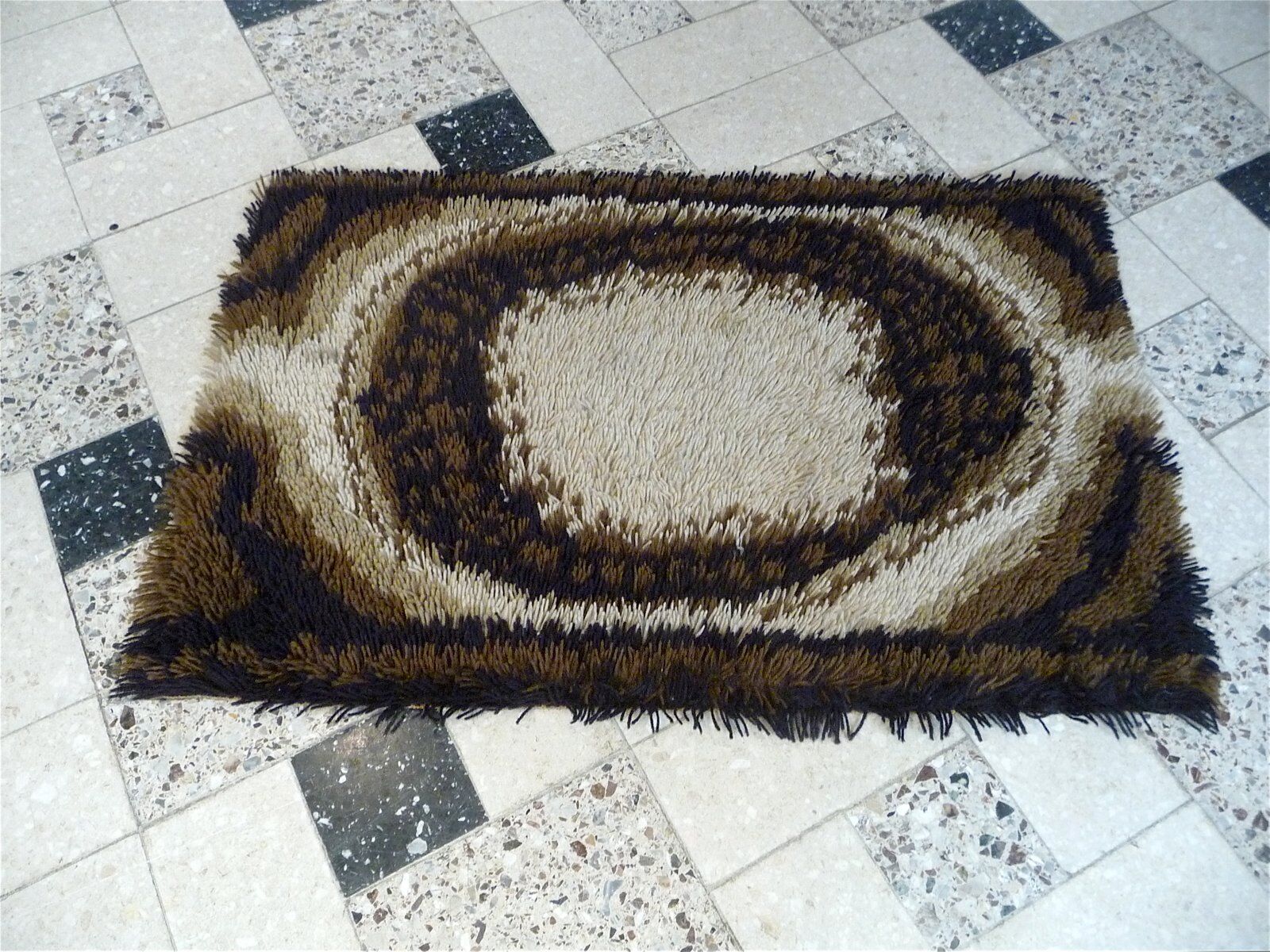 Abstract brown Scandinavian modern rug by Ege Rya, Denmark 1960s