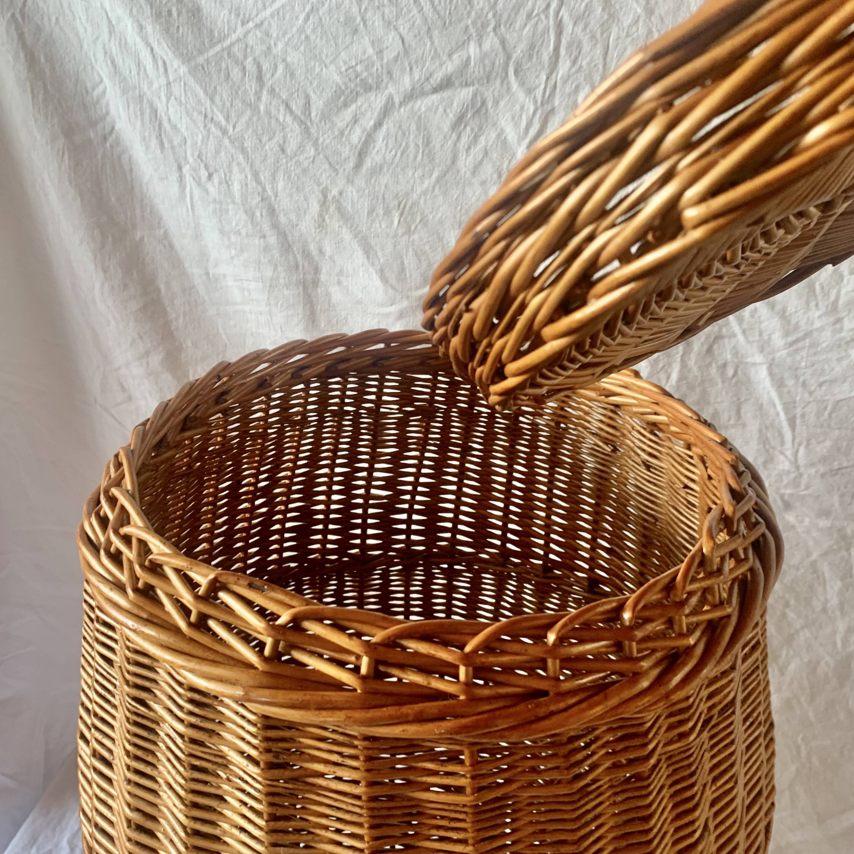 Vintage wicker laundry basket