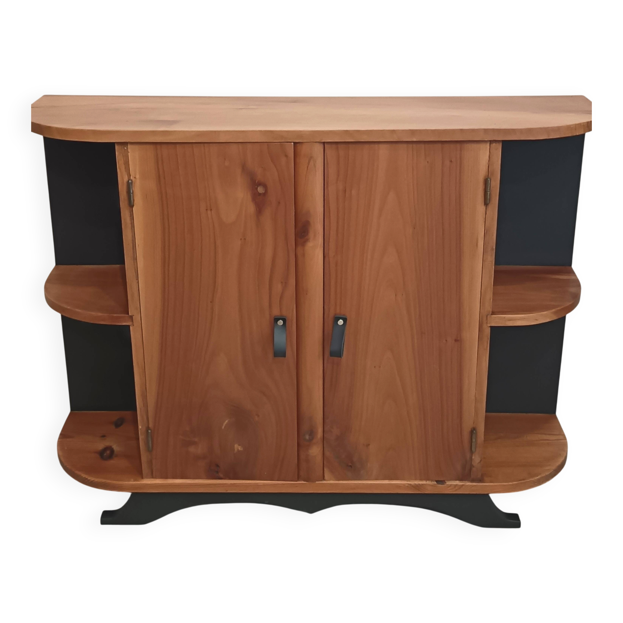 Small buffet or console in natural and black wood