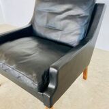 Vintage retro Danish mid-century G. Thams lounge chair in black leather