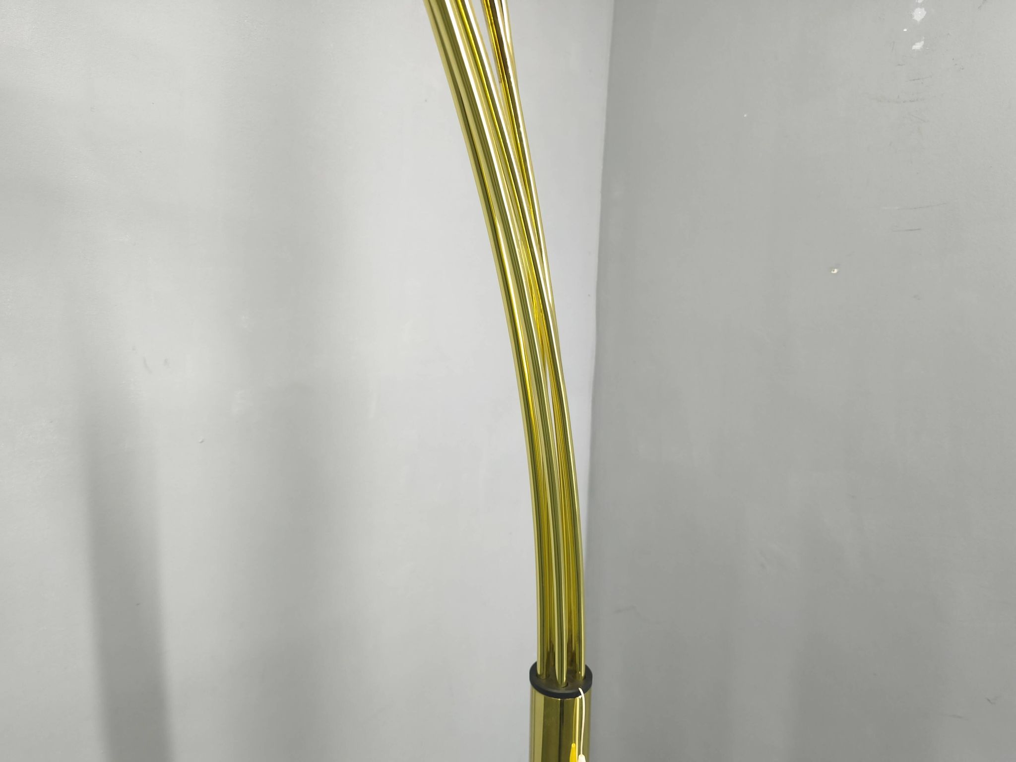 Danish Arc Floor Lamp by Bilka Brass Marble, 1970s