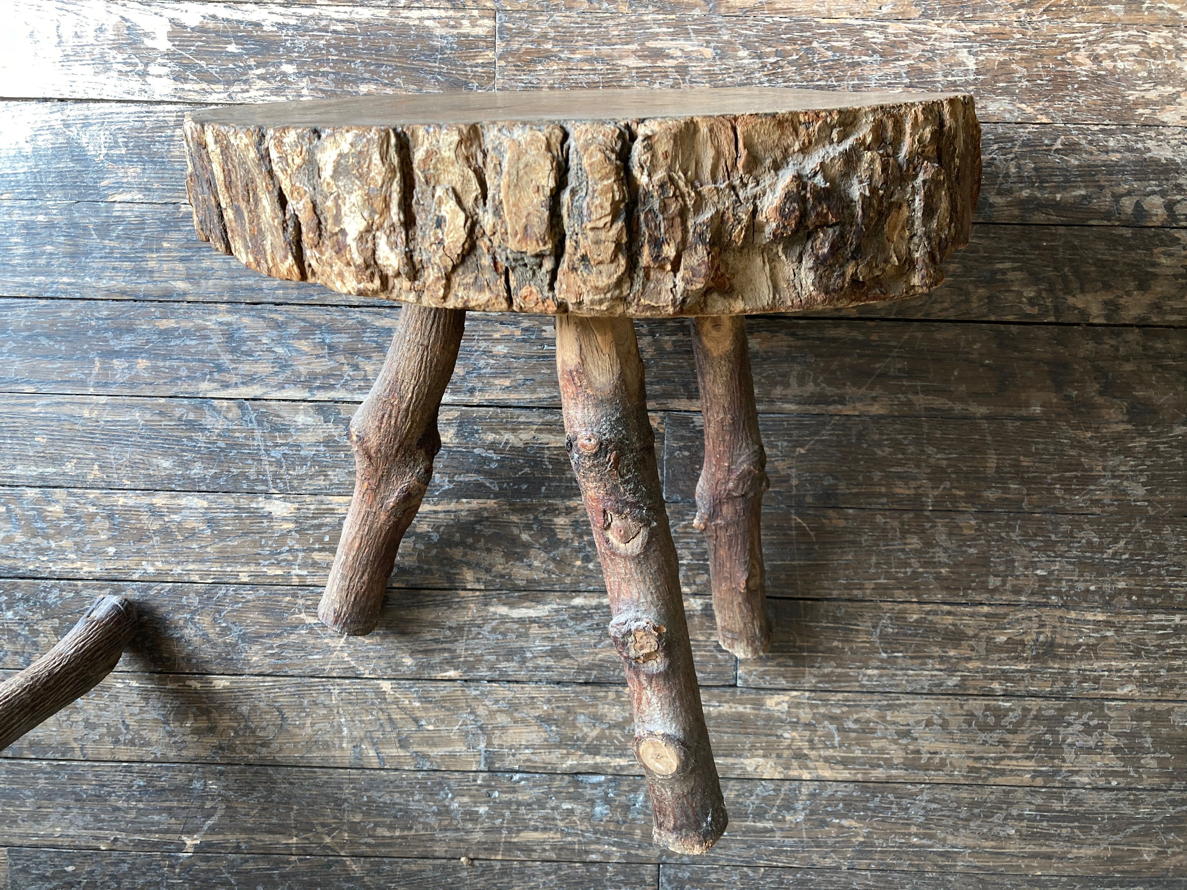 Pair of mountain coffee tables made of logs 1970