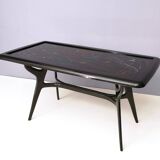 1950s Style Dining Table with Glass Top Lacquered by Enzio Wenk, Italy, 2019