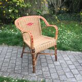 Armchair in rattan and wicker adult vintage 1960