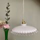 Vintage lampshade pendant light in white opaline