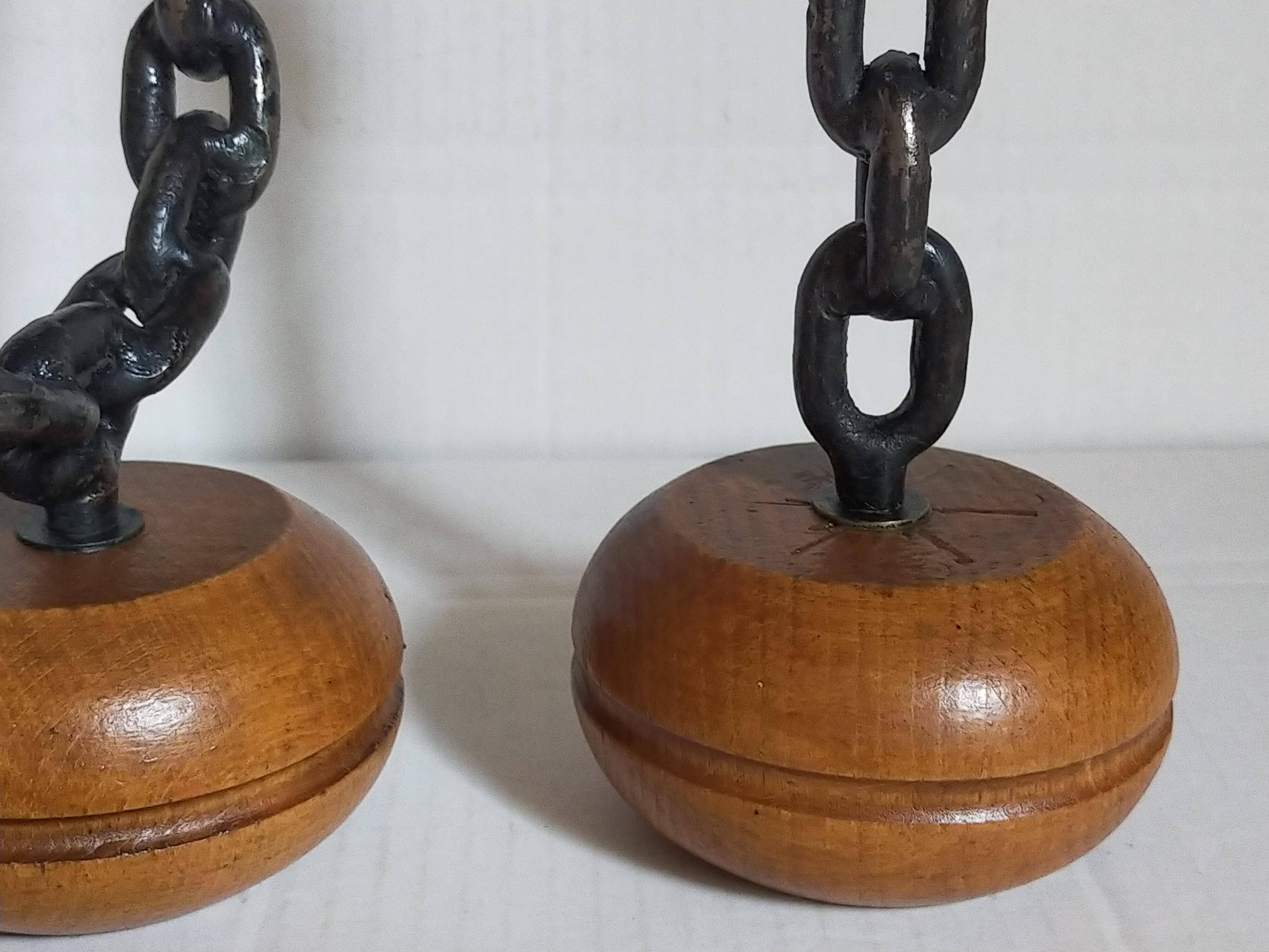 Duo of brutalist Art-popular candlesticks 50s