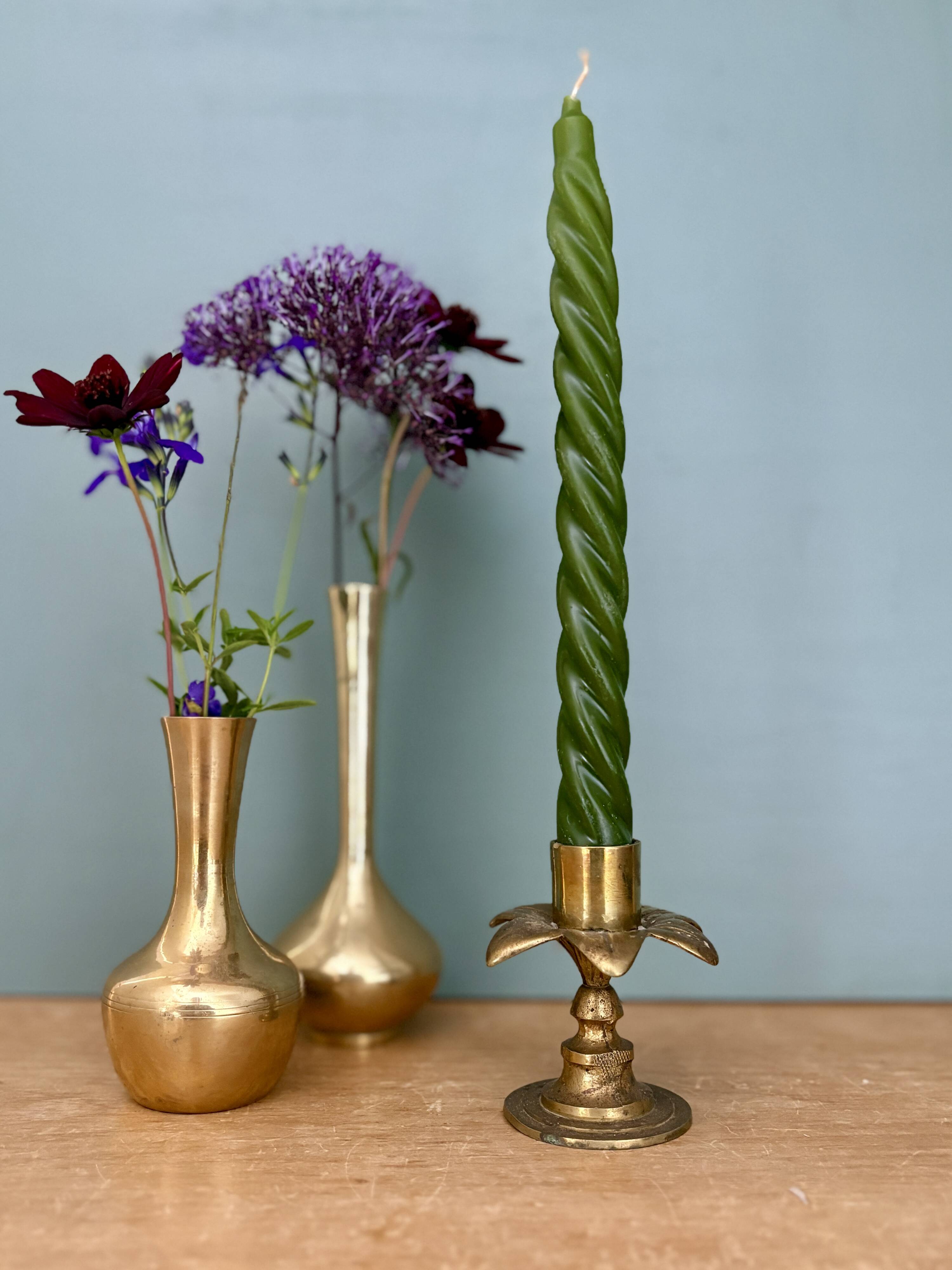 Bougeoir vintage en laiton en forme de palmier