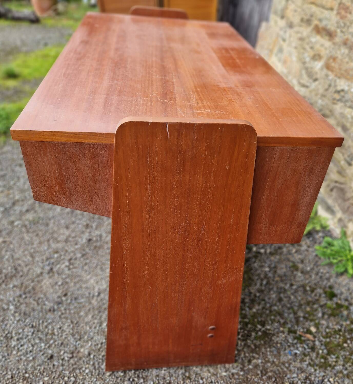 Wood veneer desk, 1970s
