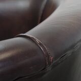 Cowhide Leather Club Armchair in English Style
