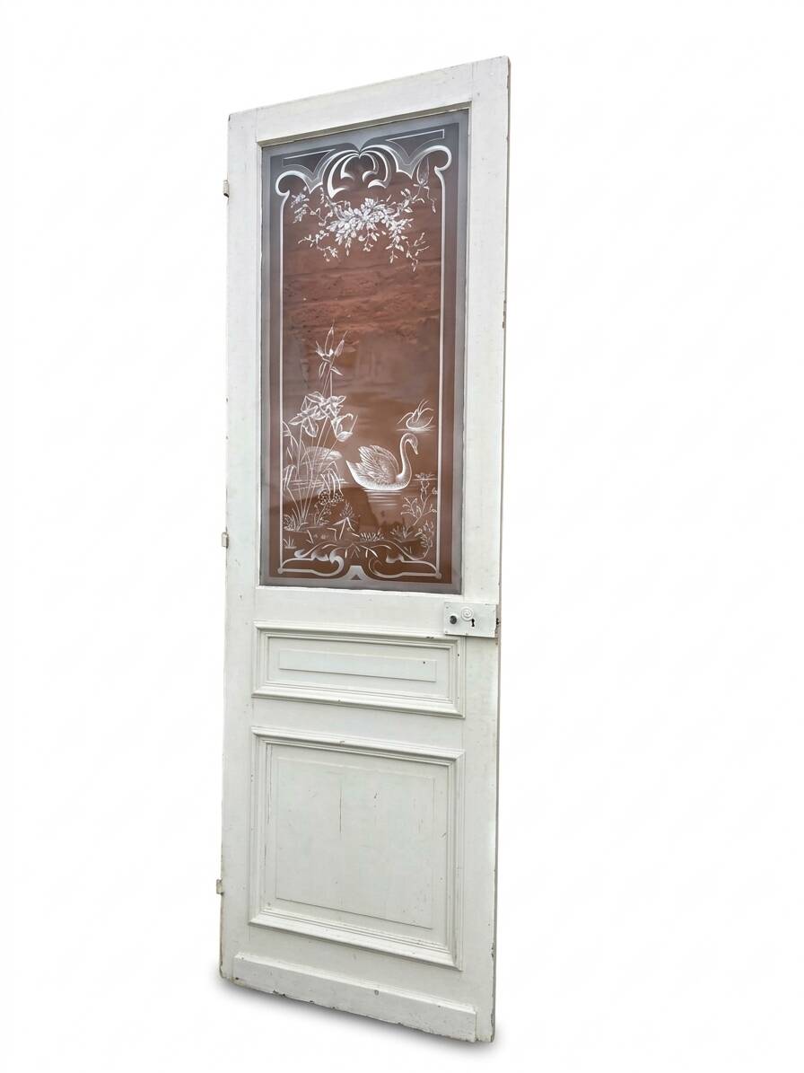 Engraved glass door, late 19th century.