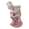 Anthropomorphic candle holder in pink glazed terracotta