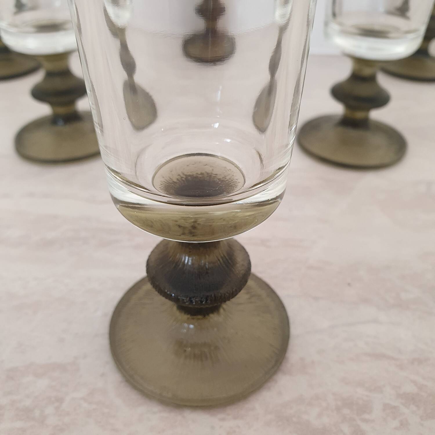 6 small green foot flutes in the Timo Sarpaneva style