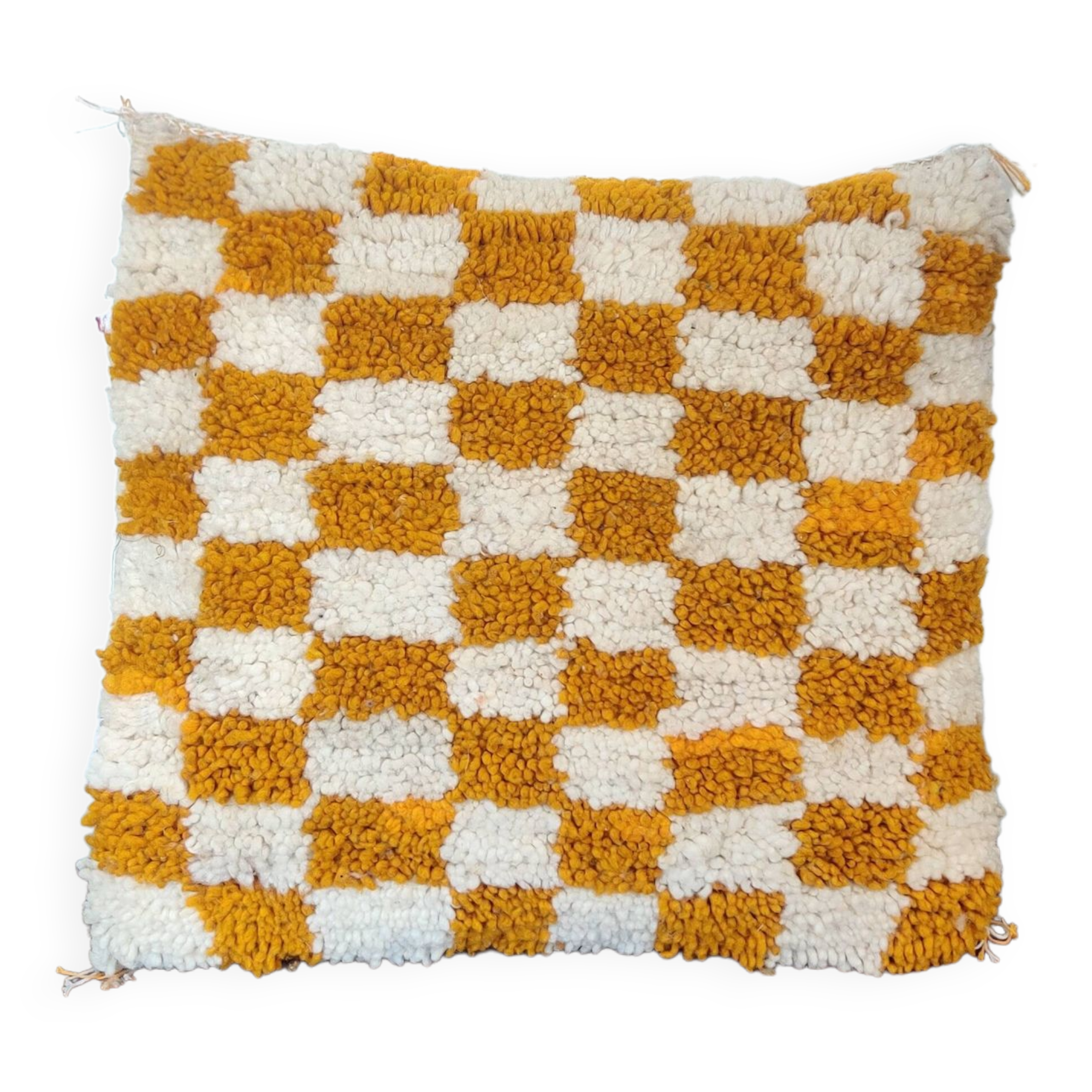 Berber Cushion Yellow Checkerboard Béni Ouarain