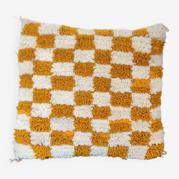 Berber Cushion Yellow Checkerboard Béni Ouarain
