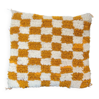 Berber Cushion Yellow Checkerboard Béni Ouarain