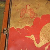 Bamboo triptych mirror, barber circa 1900