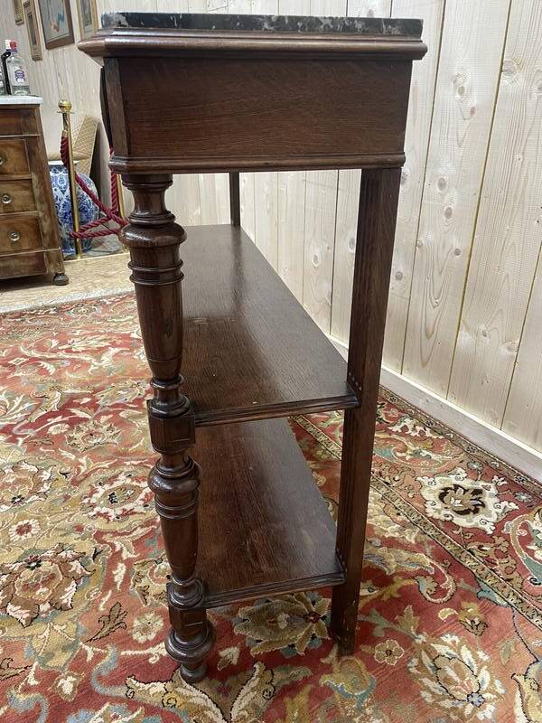 Desserte - Console en chêne massif Napoléon III marbre gris veiné