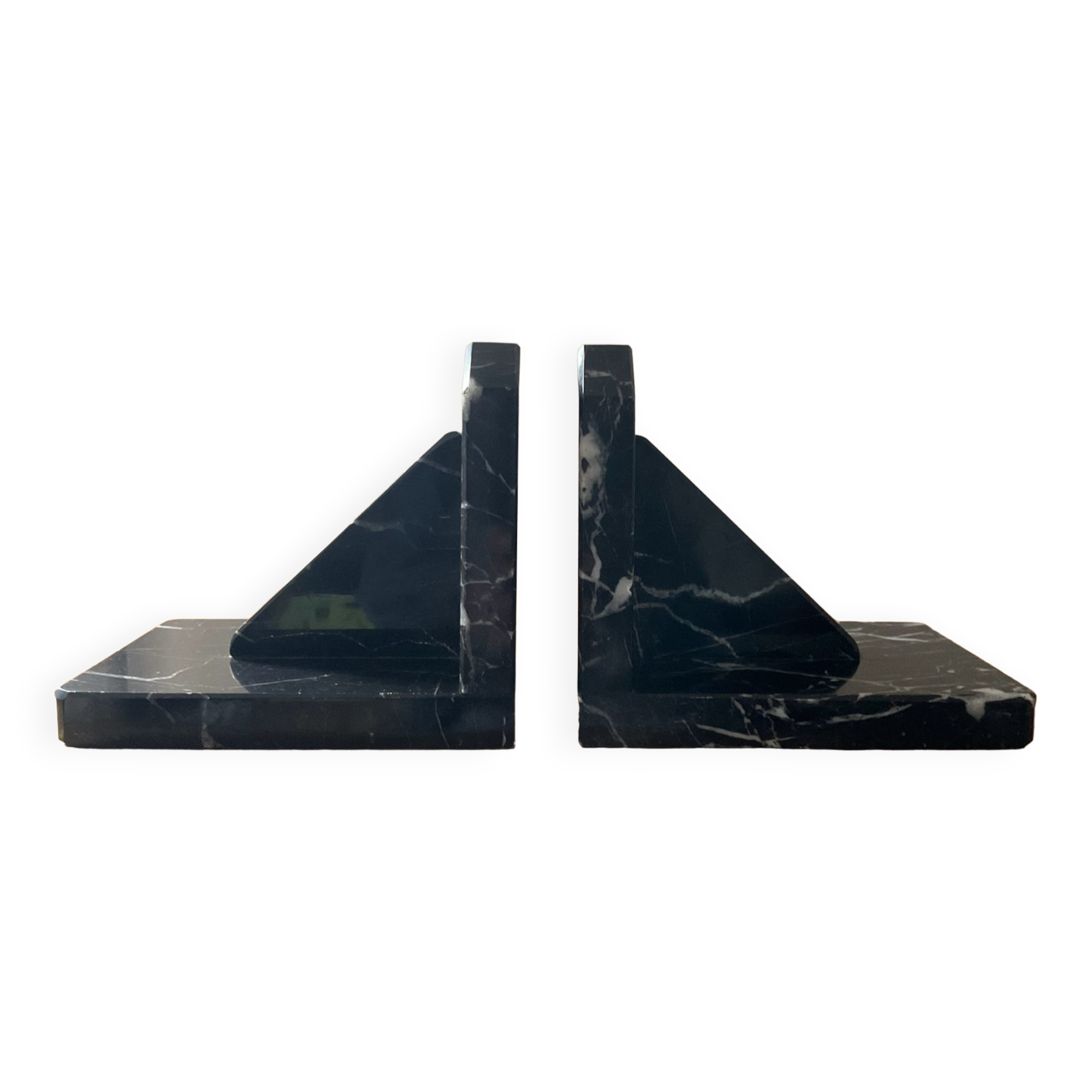 Pair of Art Deco bookends in black marble
