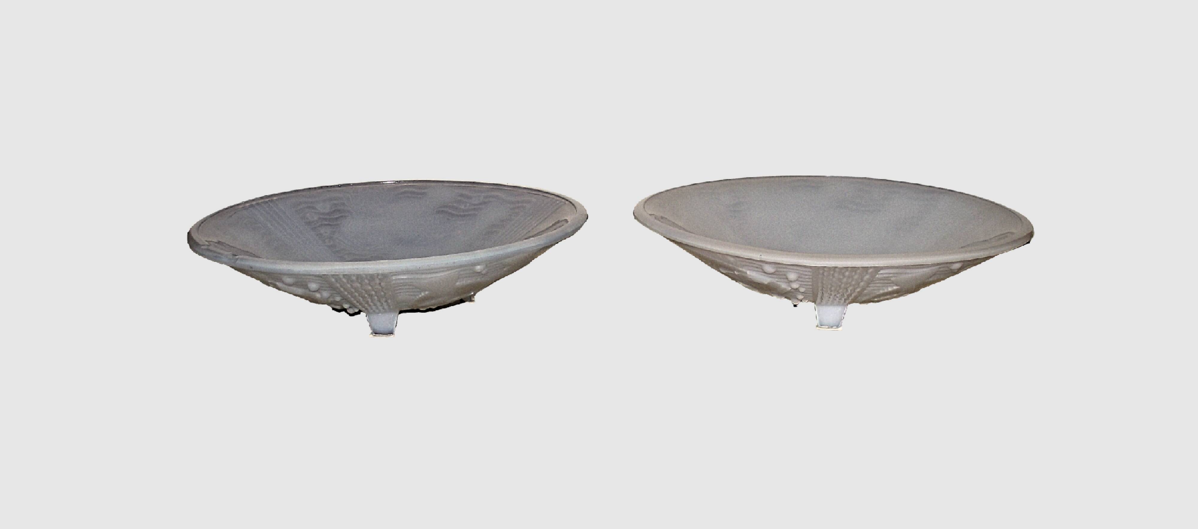 Pair of cups signed p d'avesn opalescent glass france 1930s