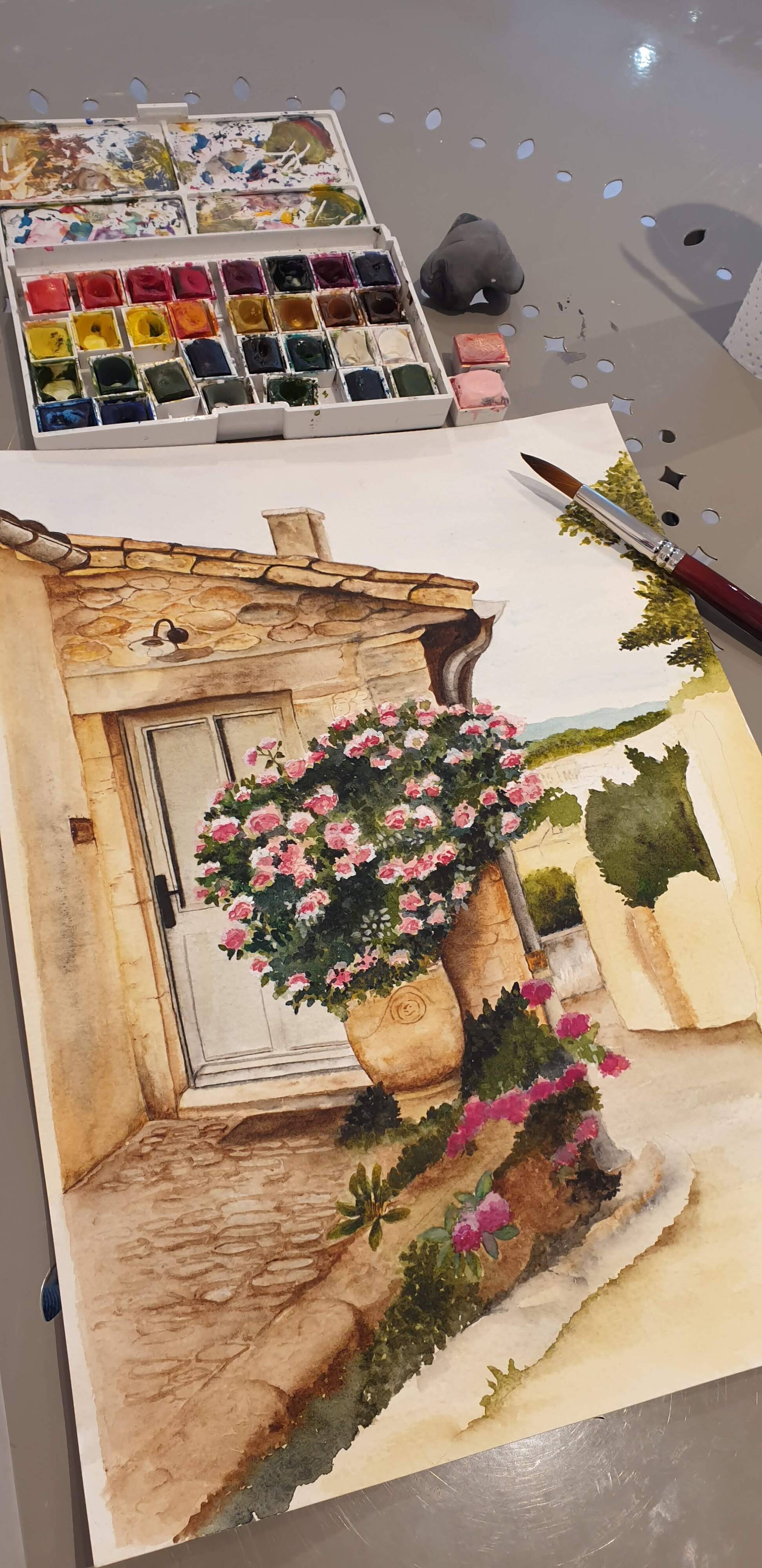 Fine art print of watercolor "Bormes-les-Mimosas"