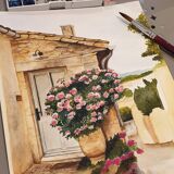 Fine art print of watercolor "Bormes-les-Mimosas"