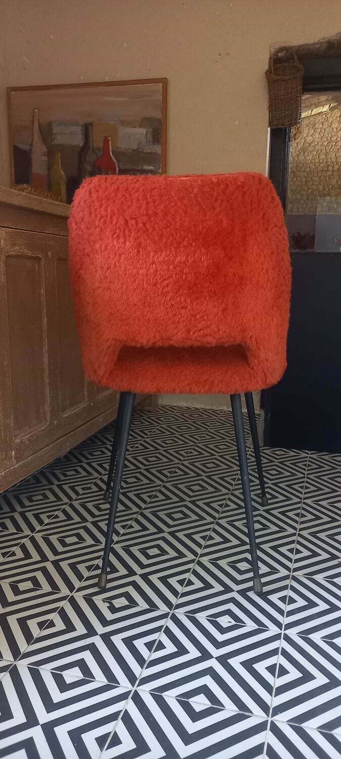 Red furry chair