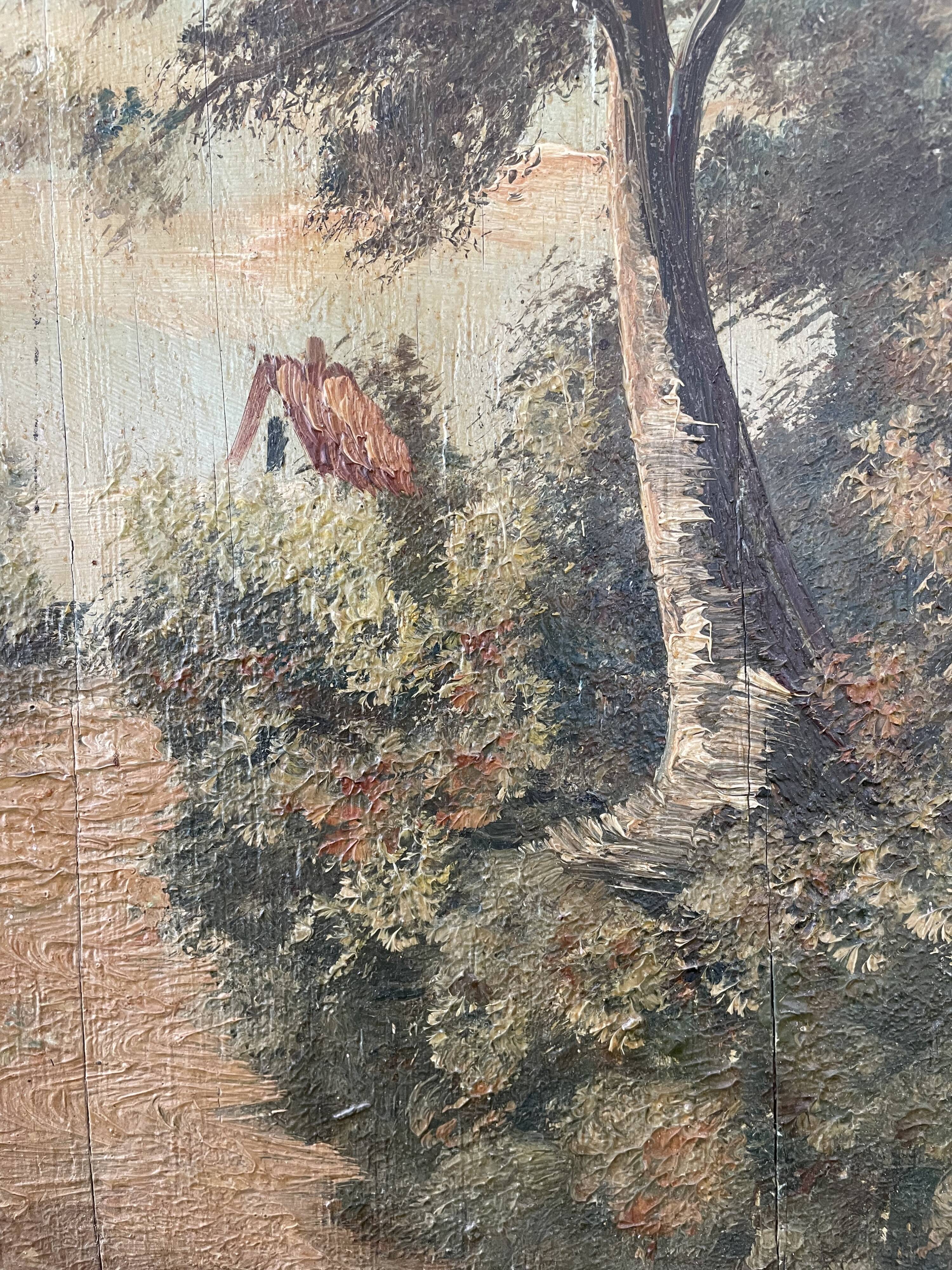 Ancient oil on wood painting